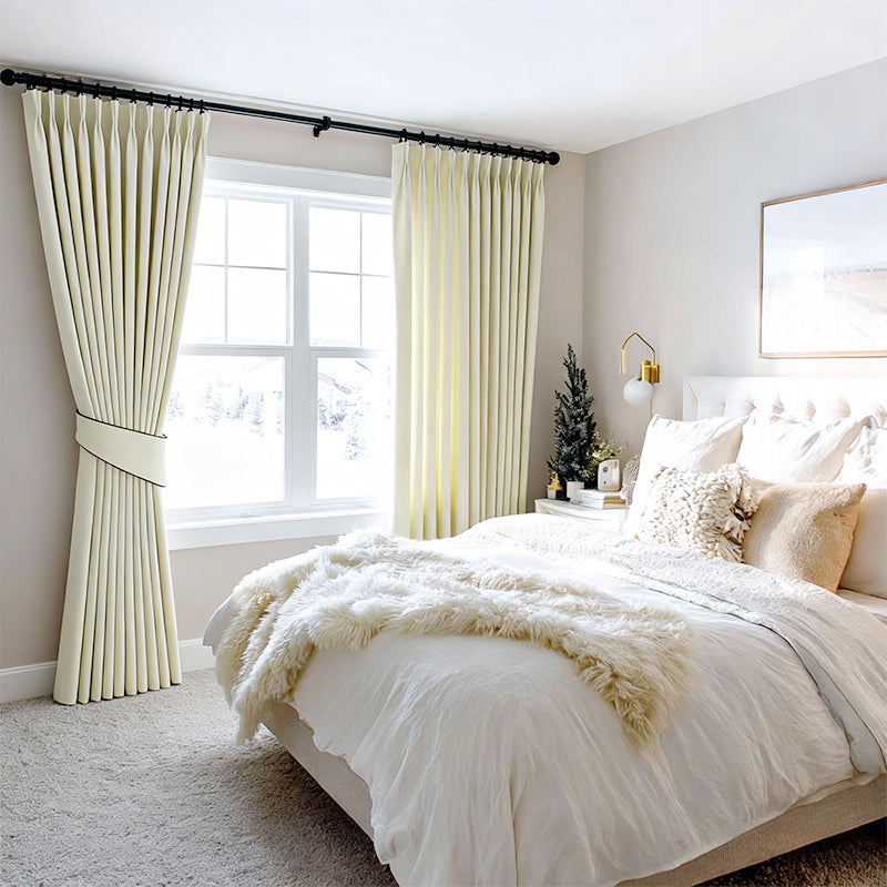 100% Blackout Linen-Weave Textured Curtains