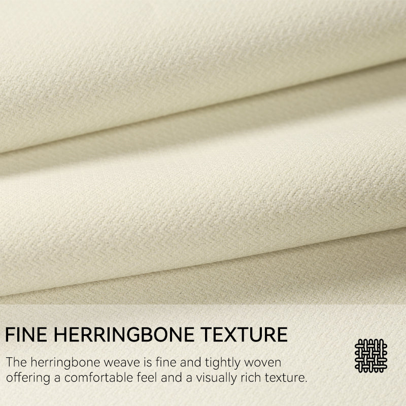 Custom Linen-Look Herringbone Pattern Curtains